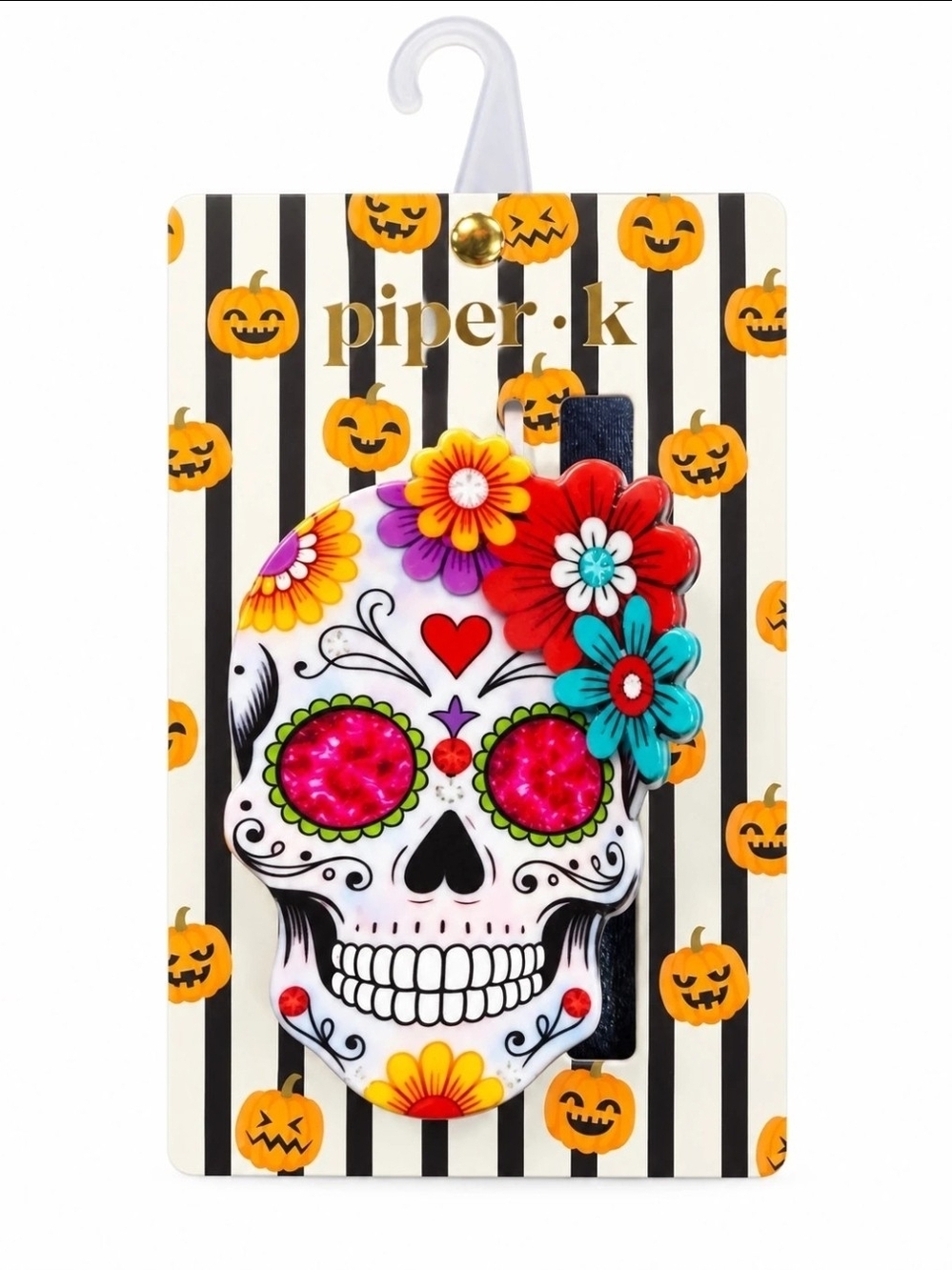 👉✨️ Piper K Floral Sugar Skull Hair Clip - White
